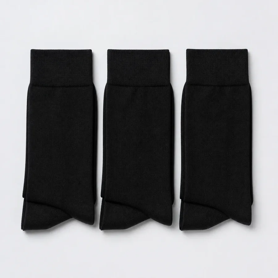 Kit 3 Meias Sociais Fio Escócia Preto