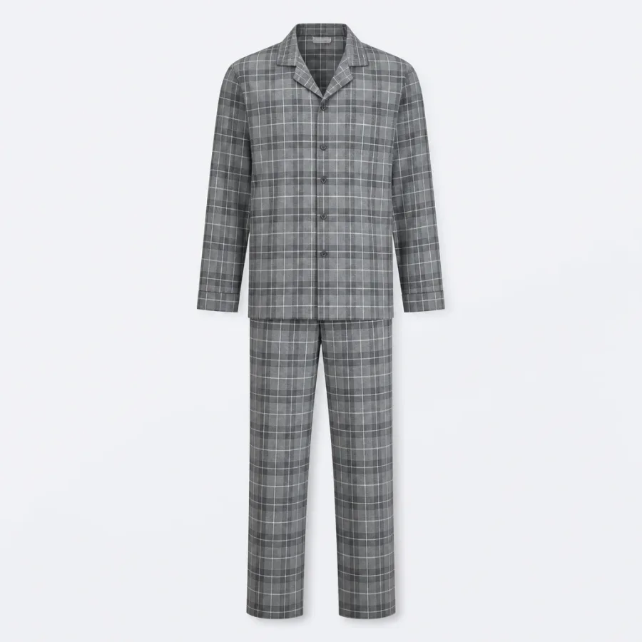 Pijama Longo Xadrez Cinza