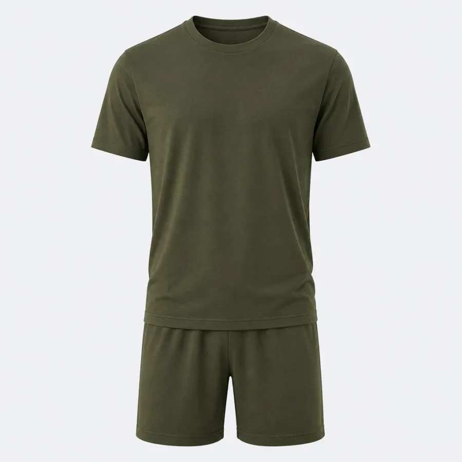 Pijama Curto Malha Verde-oliva