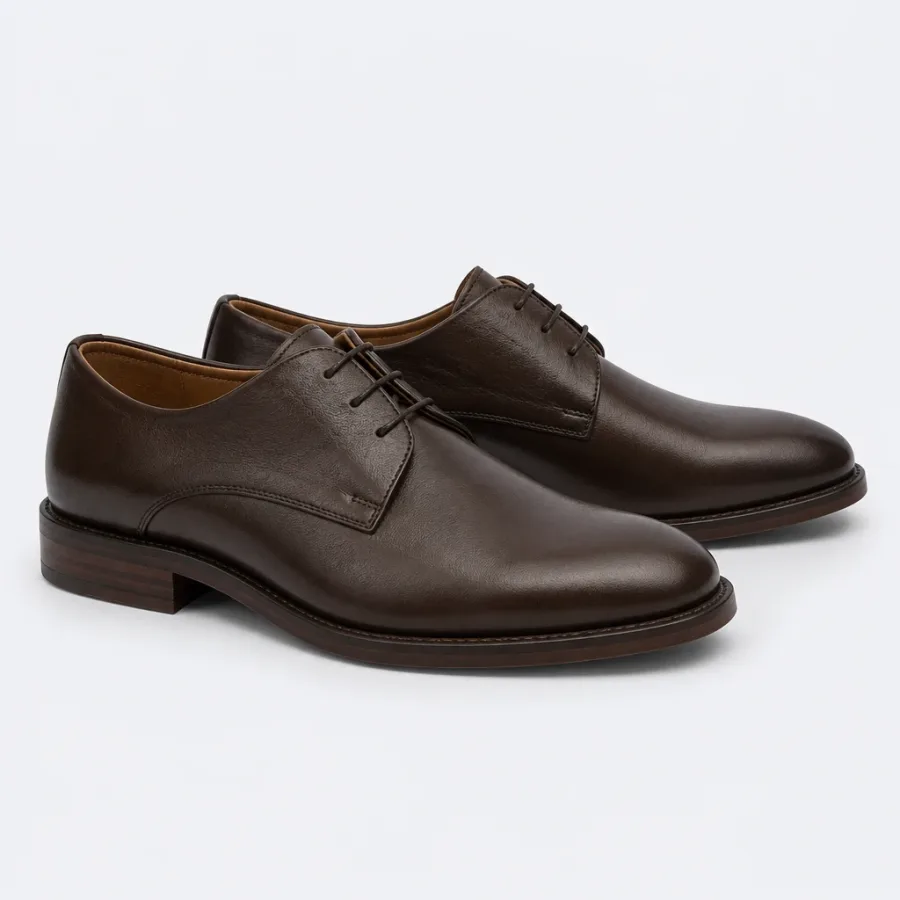 Sapato Derby Couro Marrom