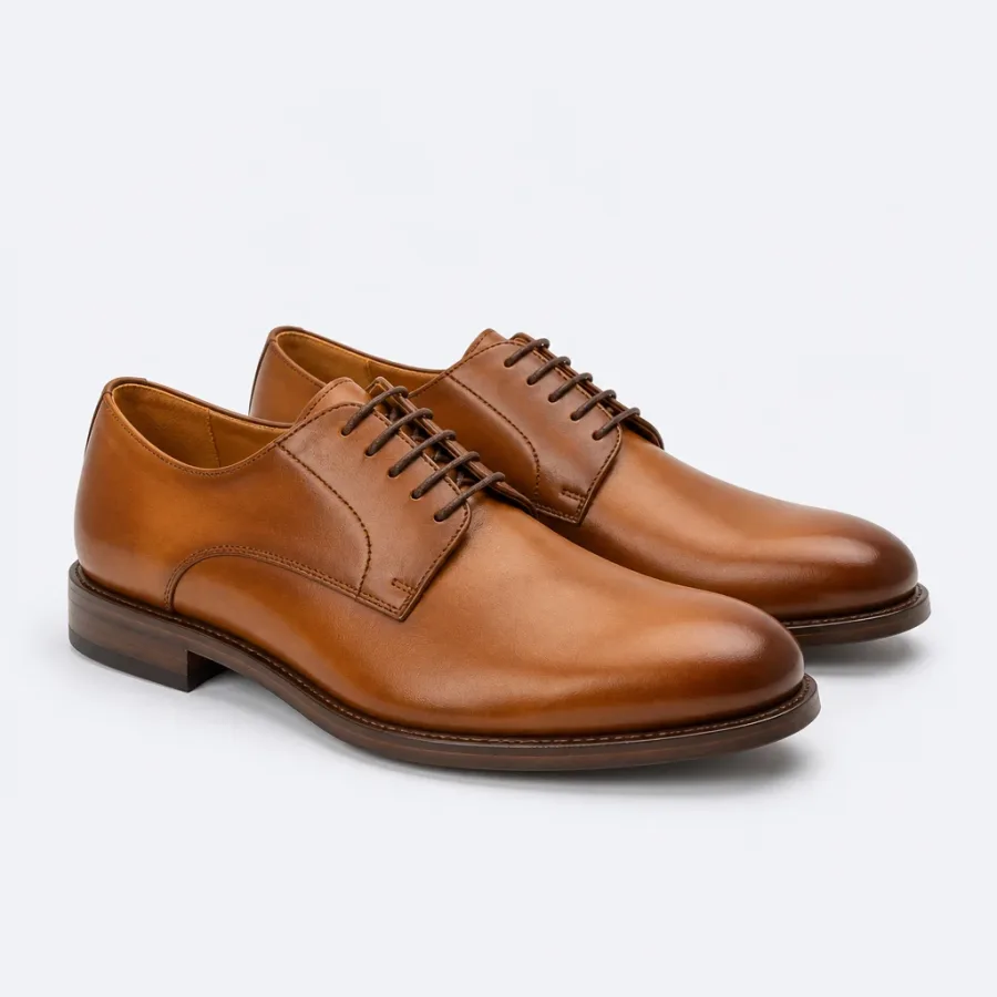Sapato Derby Couro Caramelo