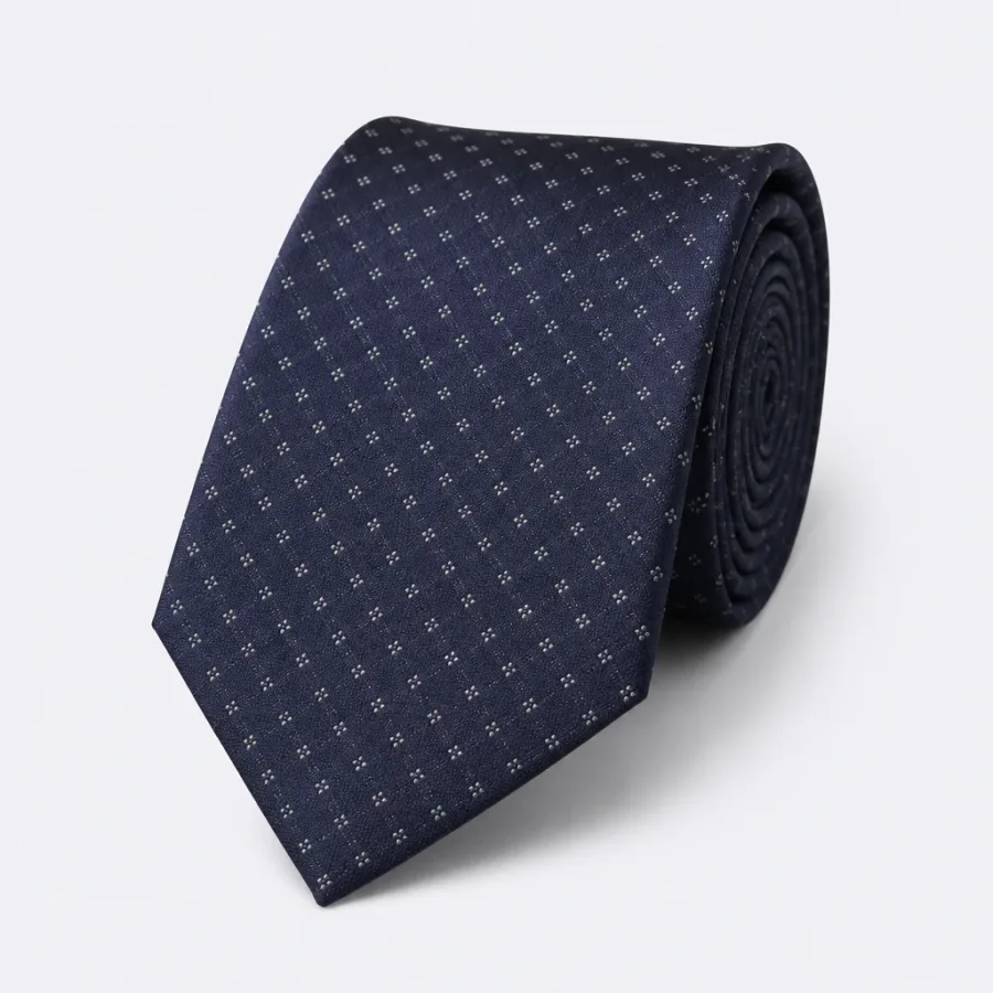 Gravata Seda Estampada Azul-marinho